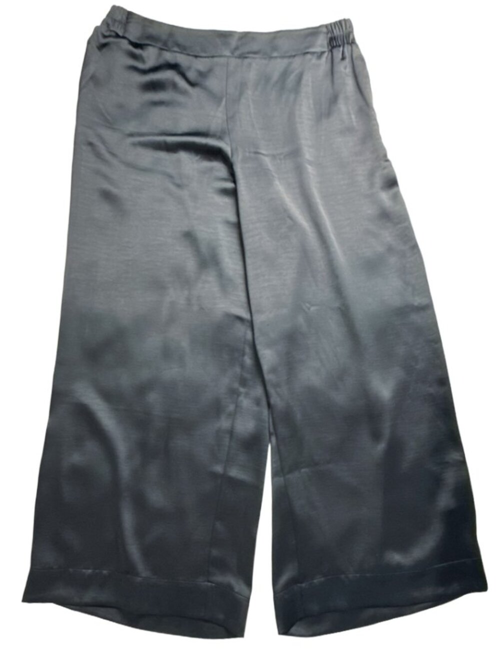 Lane Bryant Women’s Size 20 Black Satin Wide Leg Pants Silky Pull On Dress Pants